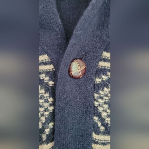 JCrew 100% Lambs Wool Navy Blue Patterned Men's Flawed Sweater Size XL - Picture 5 of 12